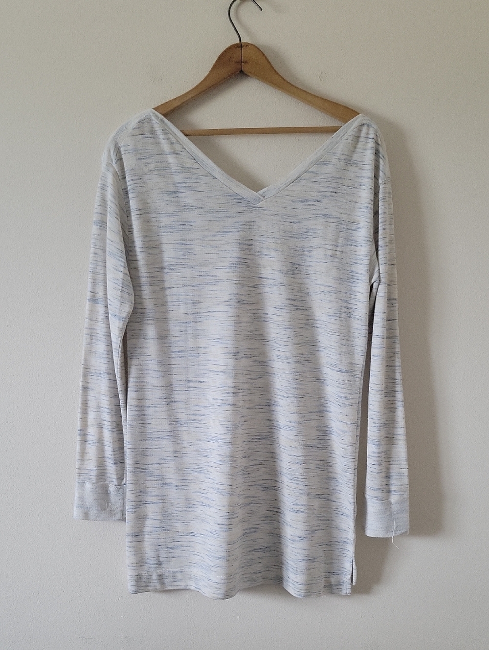 Saturday Sunday Cream Blue Space Dye Vneck Sweater Tunic Size Large - Picture 5 of 8